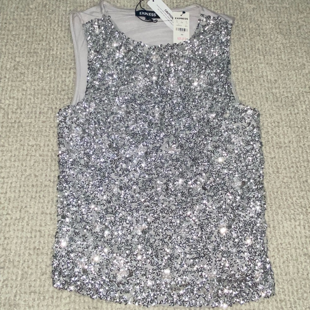 super cute silver glittery sequin tank top!